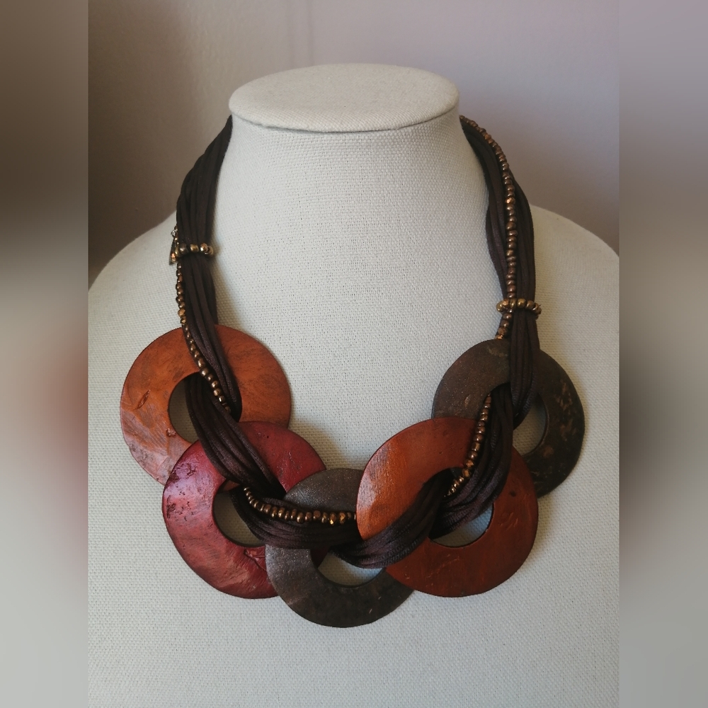 Sylca Bohemian Necklace Chunky Bold Big Statement Brown Tones